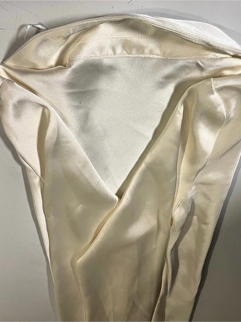 Zara Satin Tie-Front Blouse Cream Blouse - Picture 5 of 6